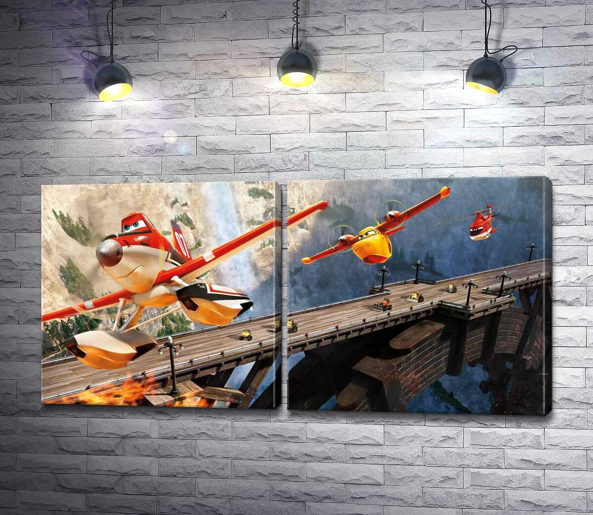 модульная картина Герои мультфильма "Самолеты" (Planes) спешат на спасательную операцию