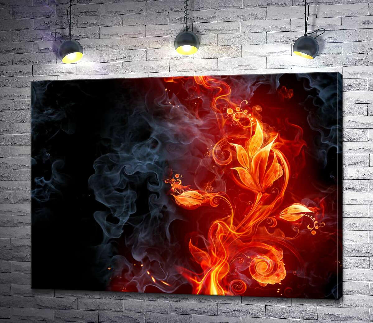 картина Вогняна квітка в димовій завісі
