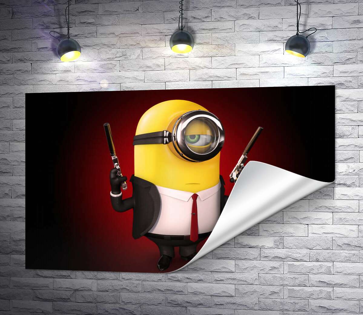 друк Самовпевнений міньйон Хітман (Hitman minion) в костюмі з пістолетами