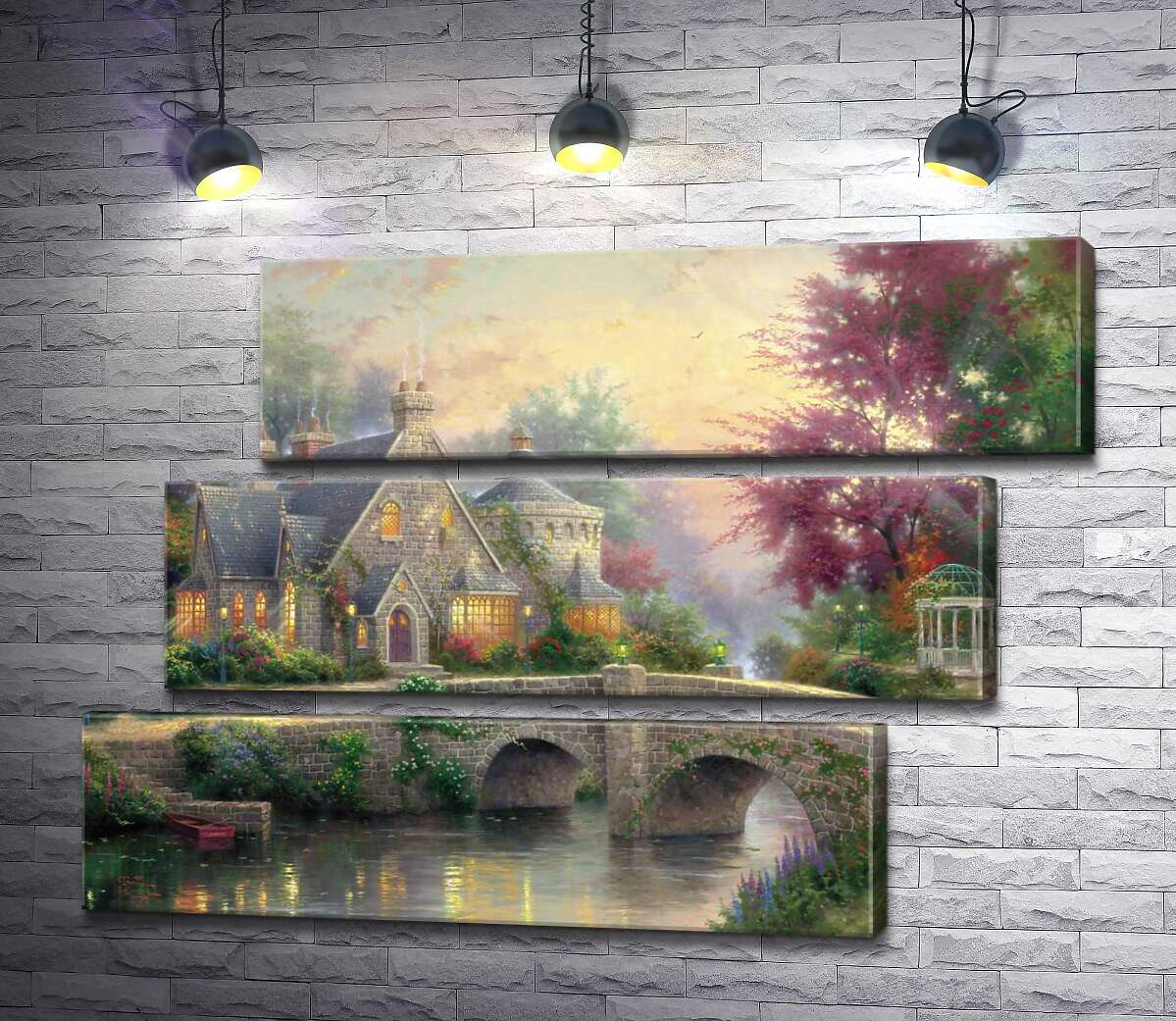 модульная картина Усадьба фонарей (Модуль №17) (Lamplight Manor) - Томас Кинкейд (Thomas Kinkade)