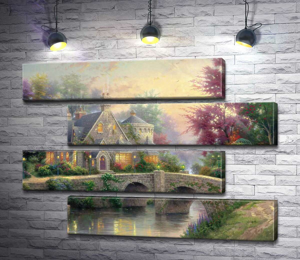 модульная картина Усадьба фонарей (Модуль №23) (Lamplight Manor) - Томас Кинкейд (Thomas Kinkade)