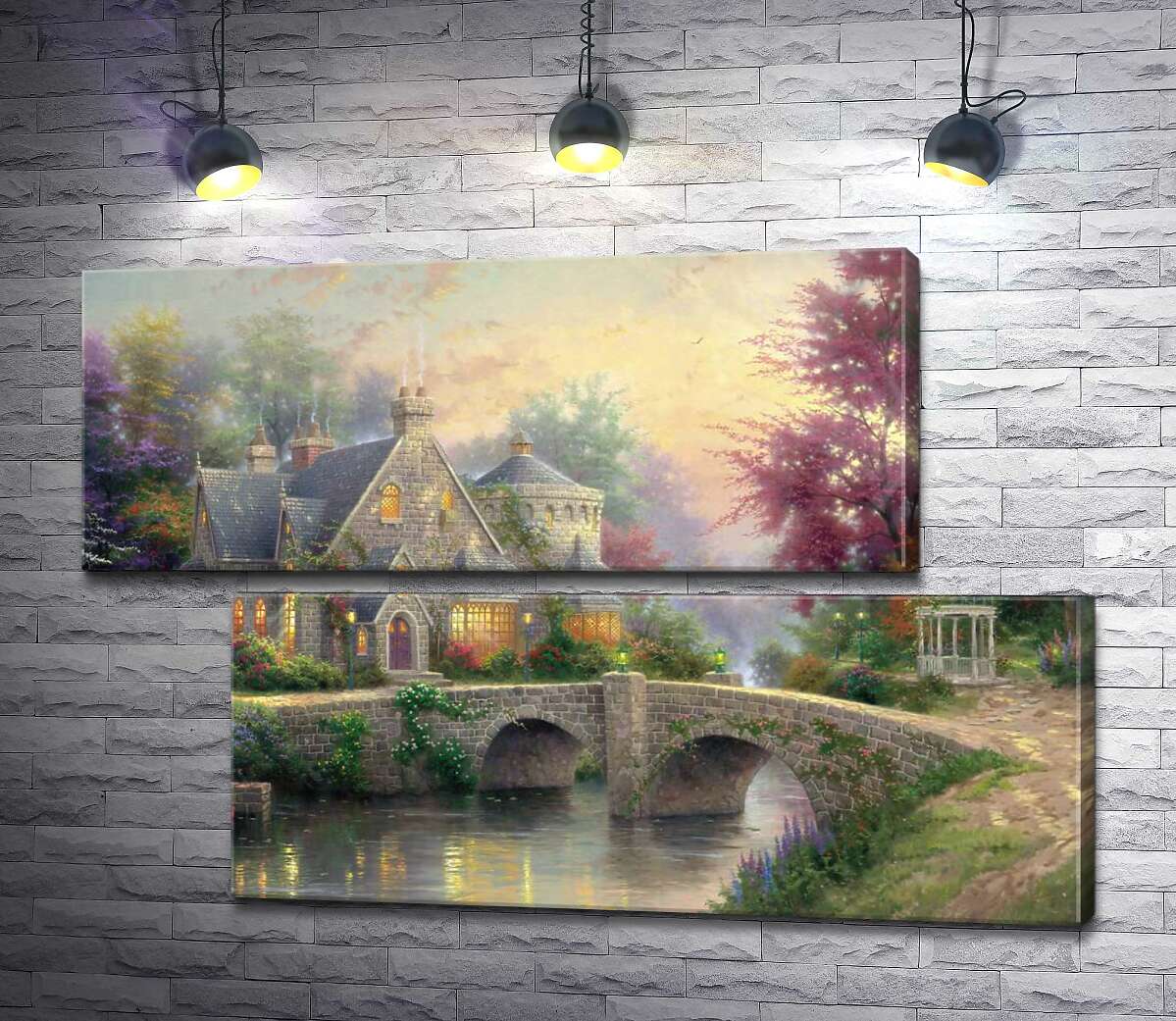 модульная картина Усадьба фонарей (Модуль №8) (Lamplight Manor) - Томас Кинкейд (Thomas Kinkade)