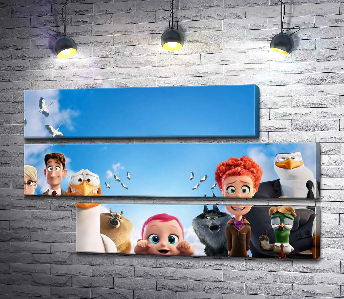 модульная картина Веселый постер с персонажами мультфильма "Аисты" (Storks) (Модуль №16)