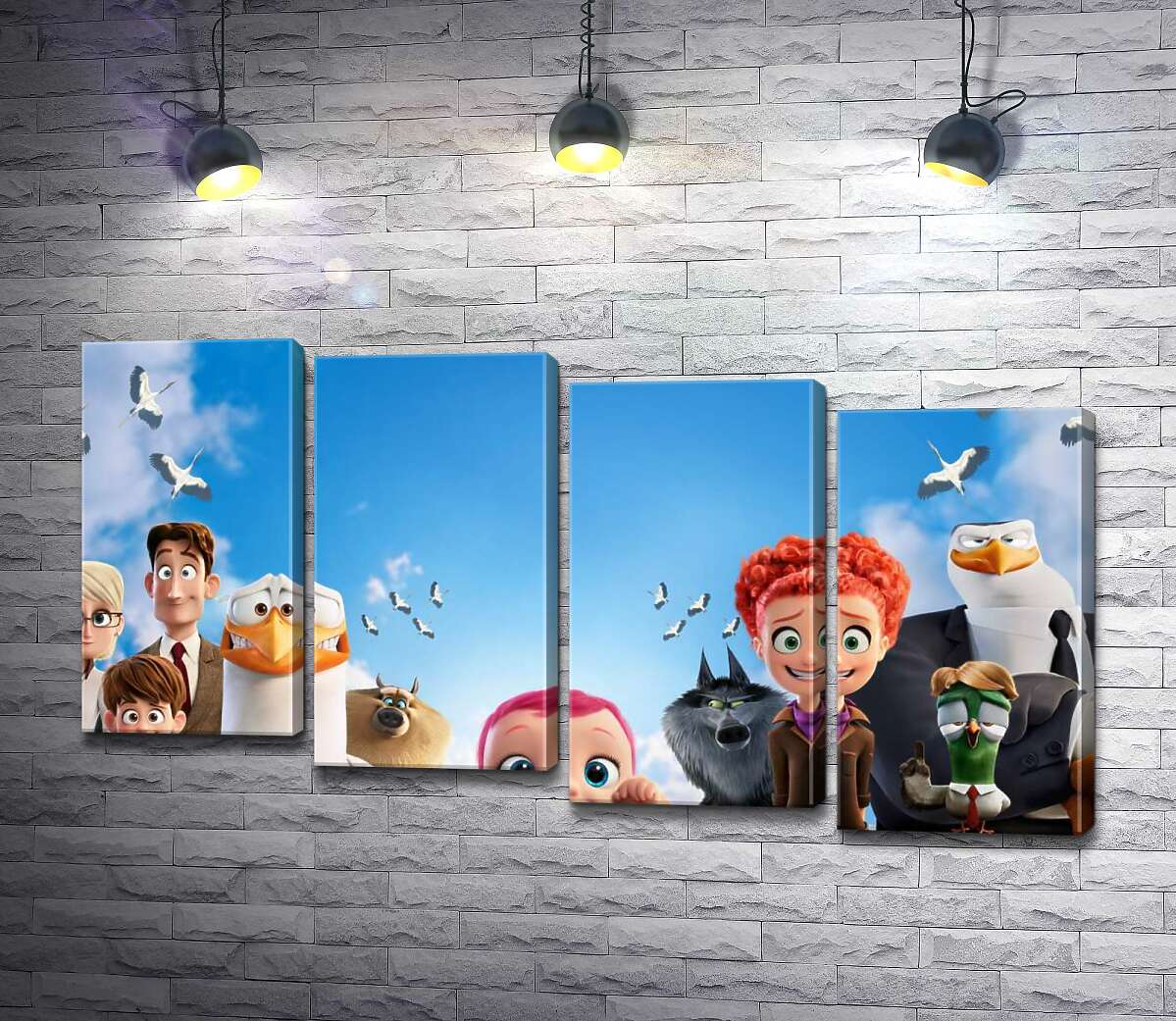 модульная картина Веселый постер с персонажами мультфильма "Аисты" (Storks) (Модуль №19)