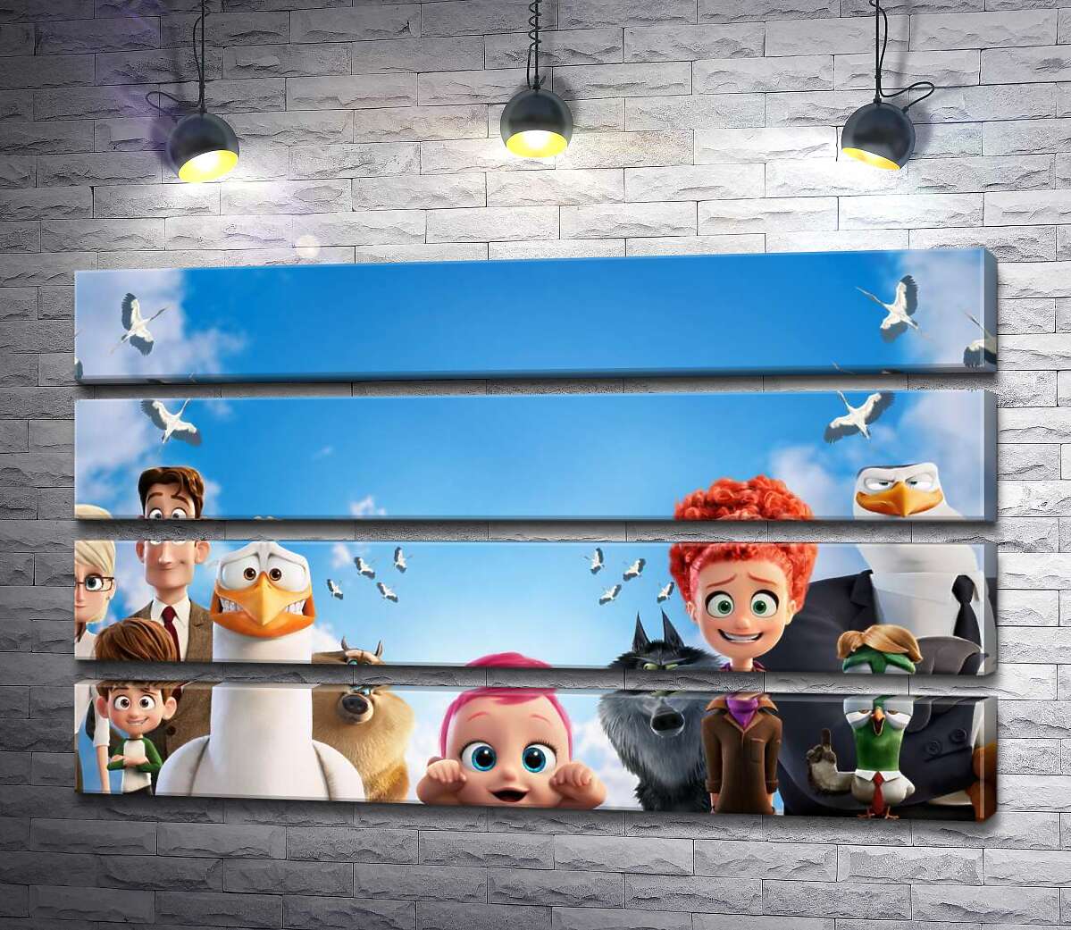 модульная картина Веселый постер с персонажами мультфильма "Аисты" (Storks) (Модуль №22)