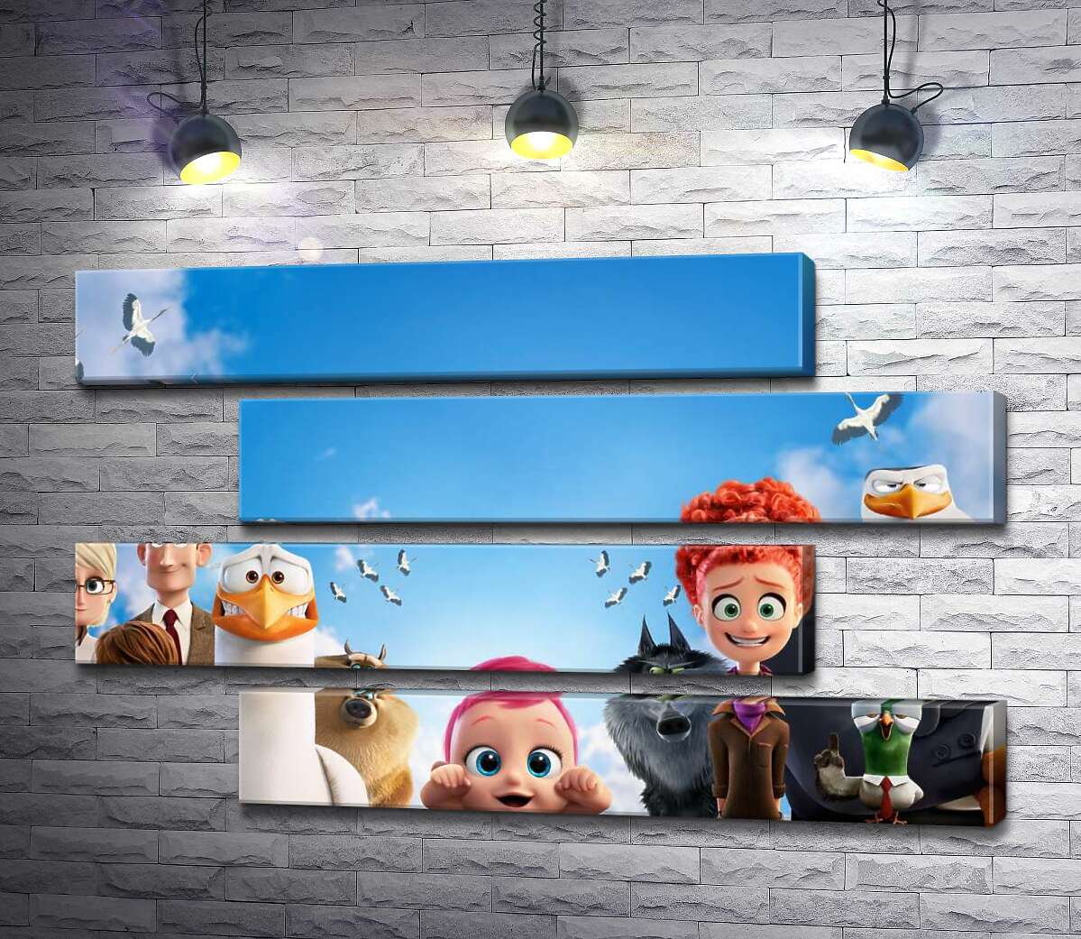 модульная картина Веселый постер с персонажами мультфильма "Аисты" (Storks) (Модуль №23)