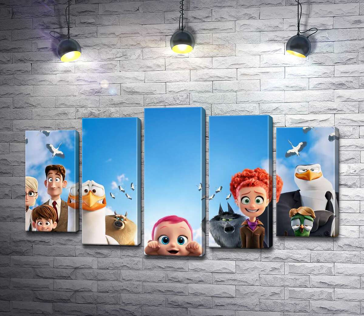 модульна картина Веселий постер із персонажами мультфільму "Лелеки" (Storks) (Модуль №4)