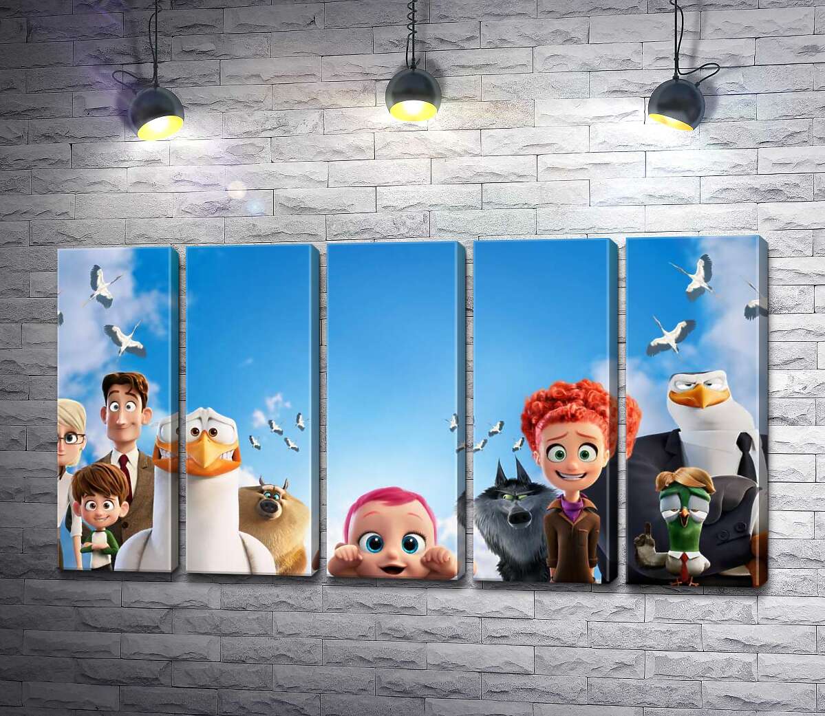 модульная картина Веселый постер с персонажами мультфильма "Аисты" (Storks) (Модуль №26)