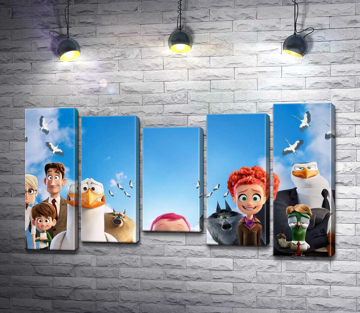 модульная картина Веселый постер с персонажами мультфильма "Аисты" (Storks) (Модуль №27)