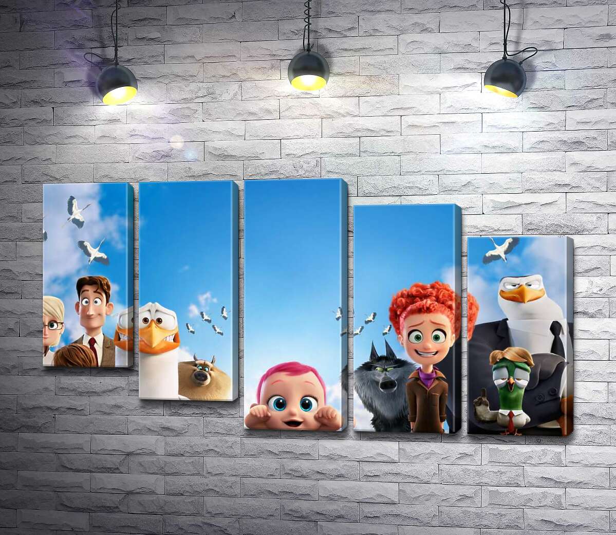 модульна картина Веселий постер із персонажами мультфільму "Лелеки" (Storks) (Модуль №28)