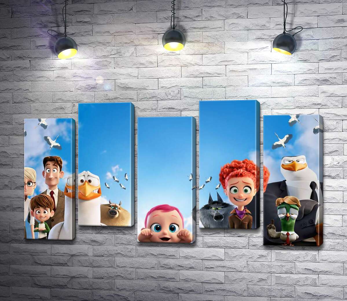 модульная картина Веселый постер с персонажами мультфильма "Аисты" (Storks) (Модуль №30)