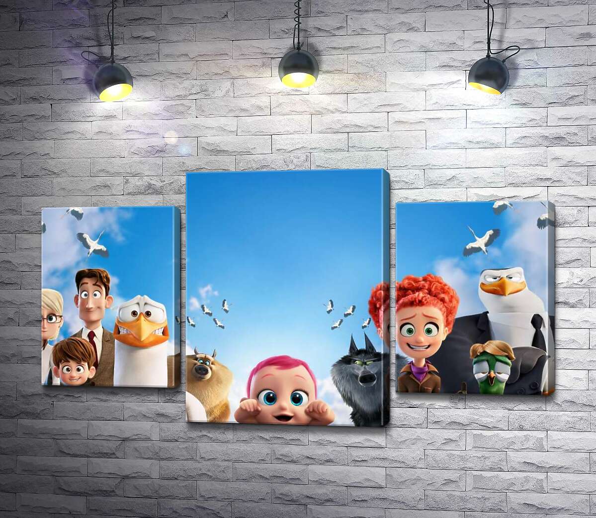 модульна картина Веселий постер із персонажами мультфільму "Лелеки" (Storks) (Модуль №10)