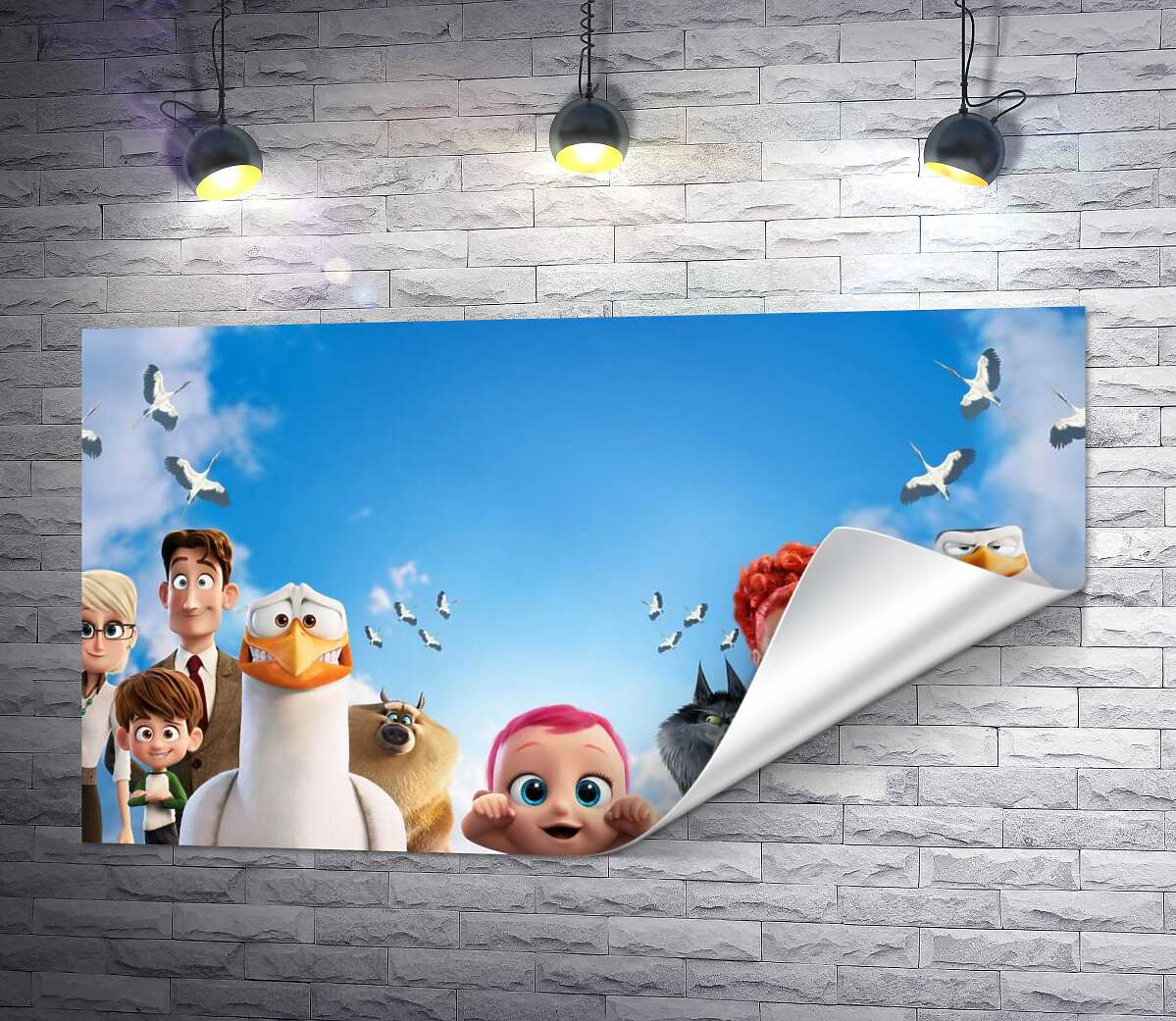 печать Веселый постер с персонажами мультфильма "Аисты" (Storks)