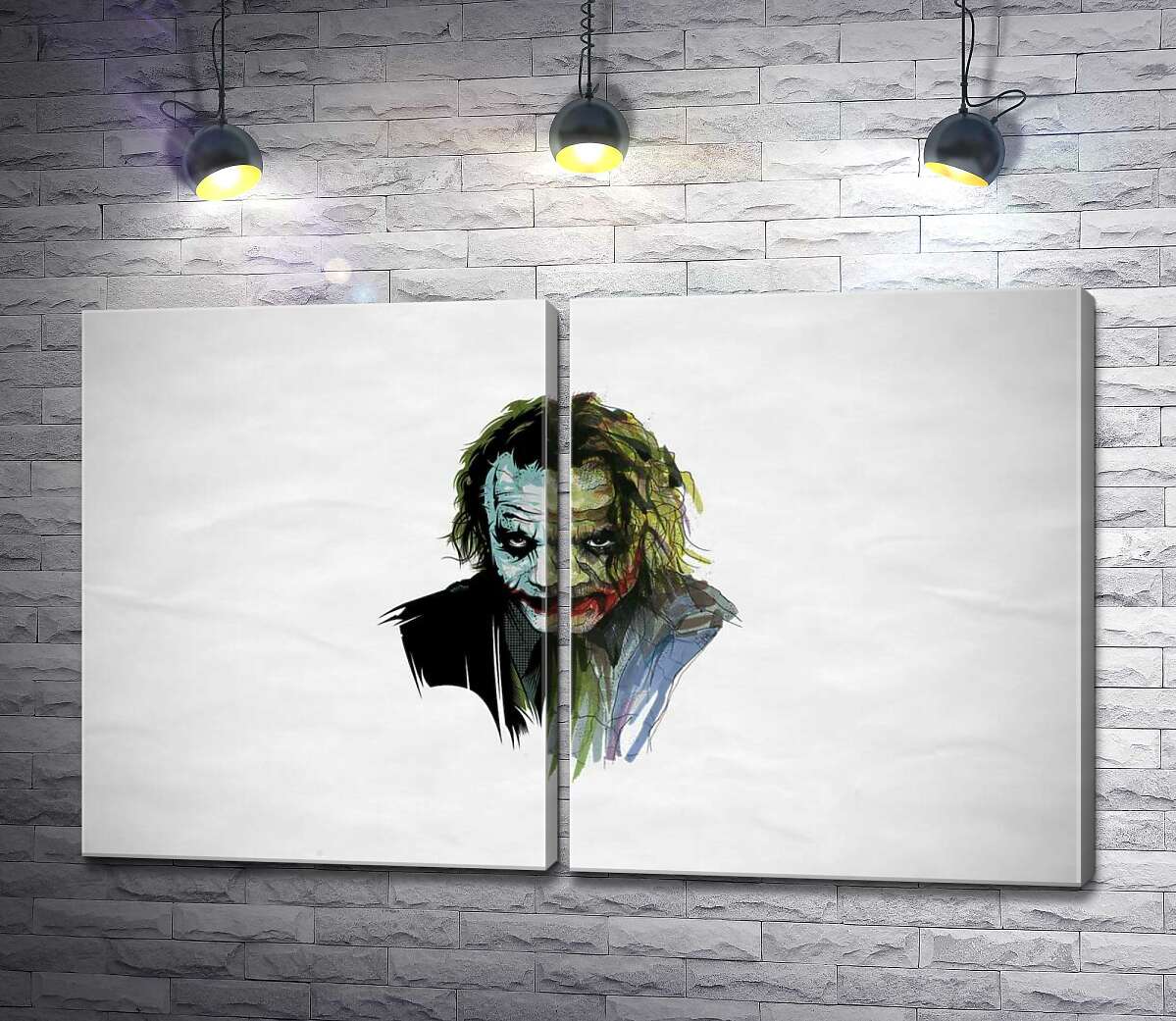 модульная картина Арт-портрет Джокера (Joker) с угрожающим взглядом