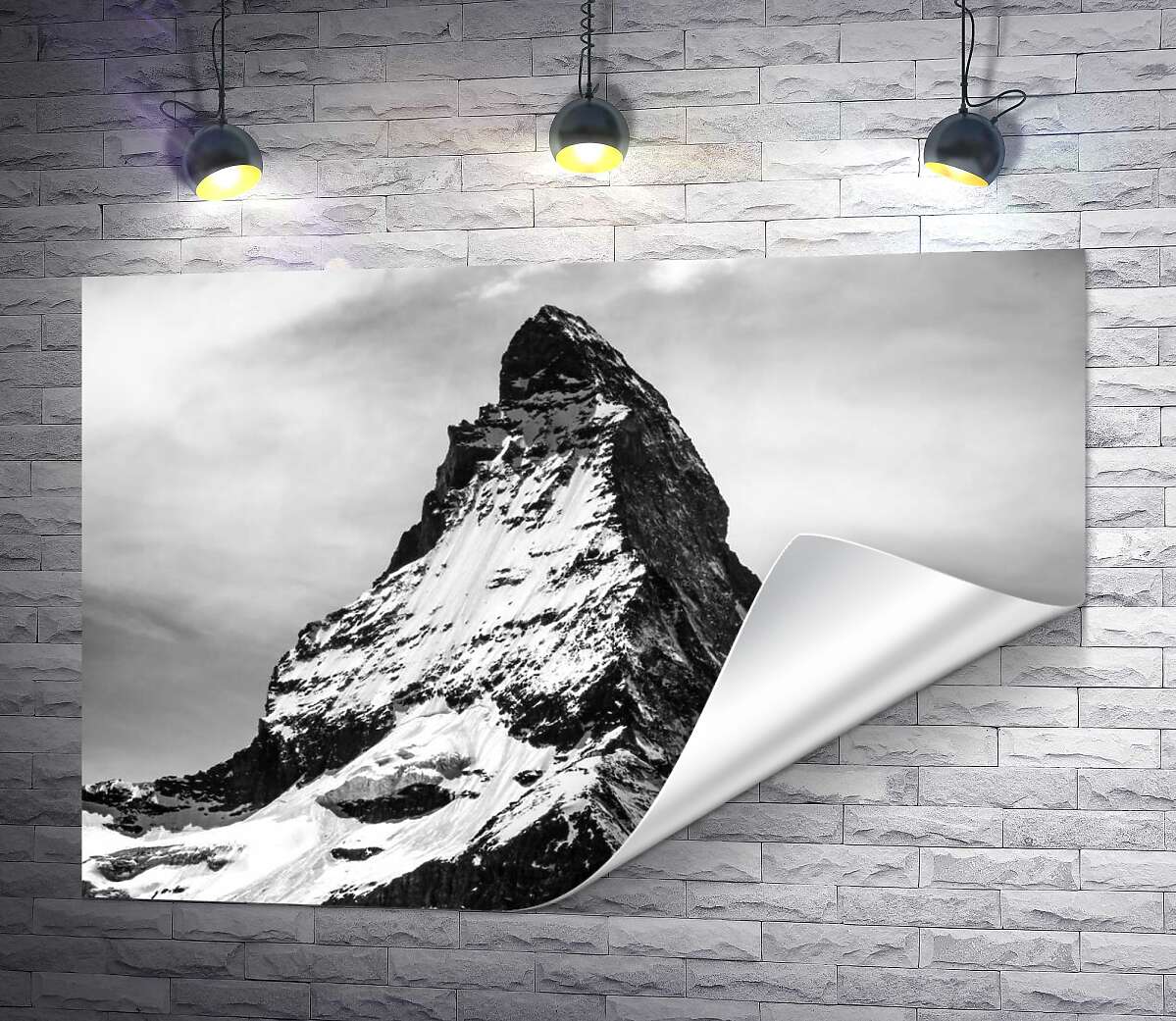 друк Гострий засніжений шпиль гори Матергорн (Matterhorn)