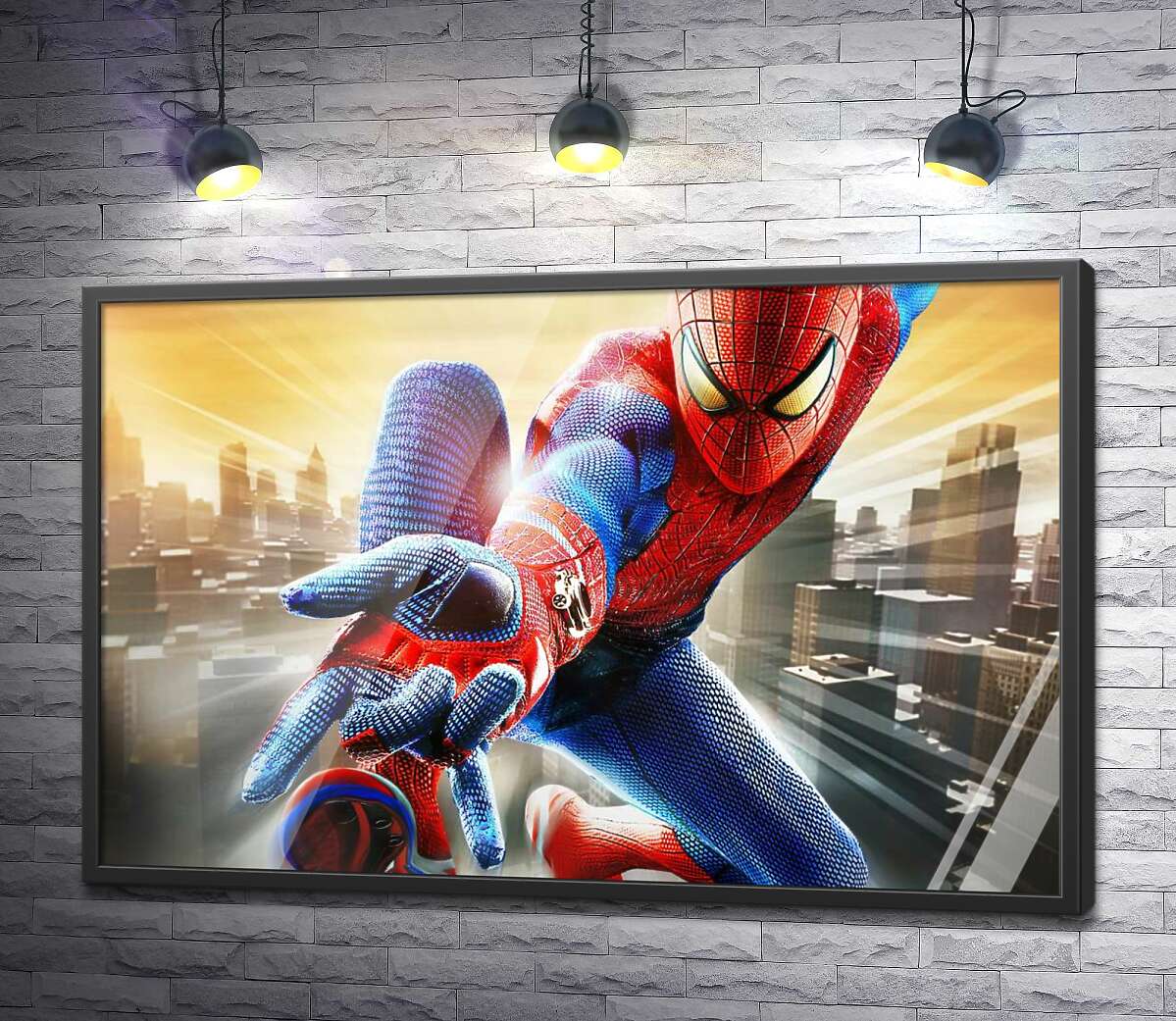 постер Людина-павук (Spider-Man) в польоті випускає свою зброю