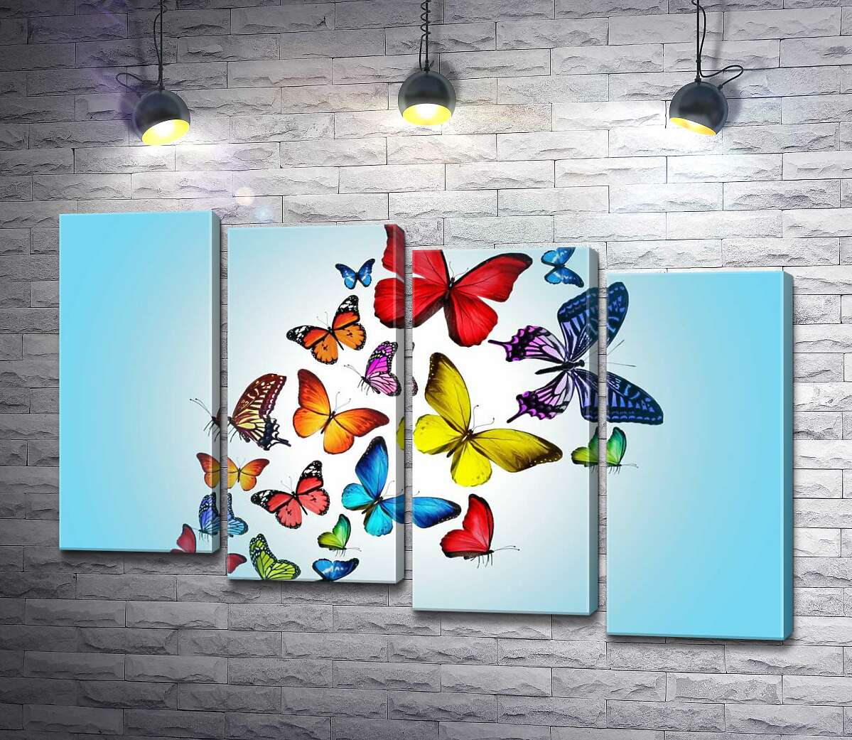 модульна картина Веселкова зграя метеликів (Модуль №19)