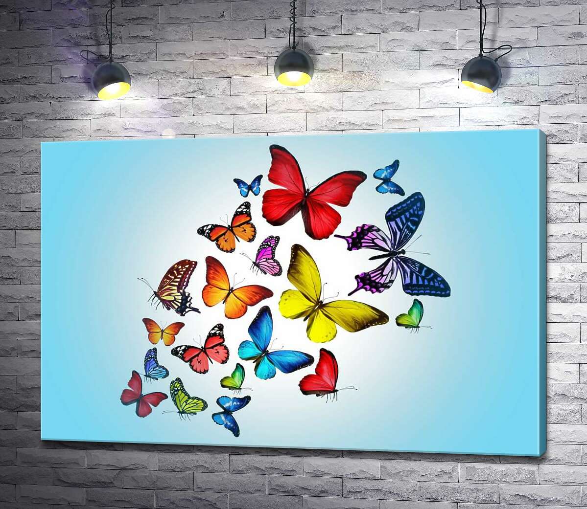 картина Радужная стая бабочек