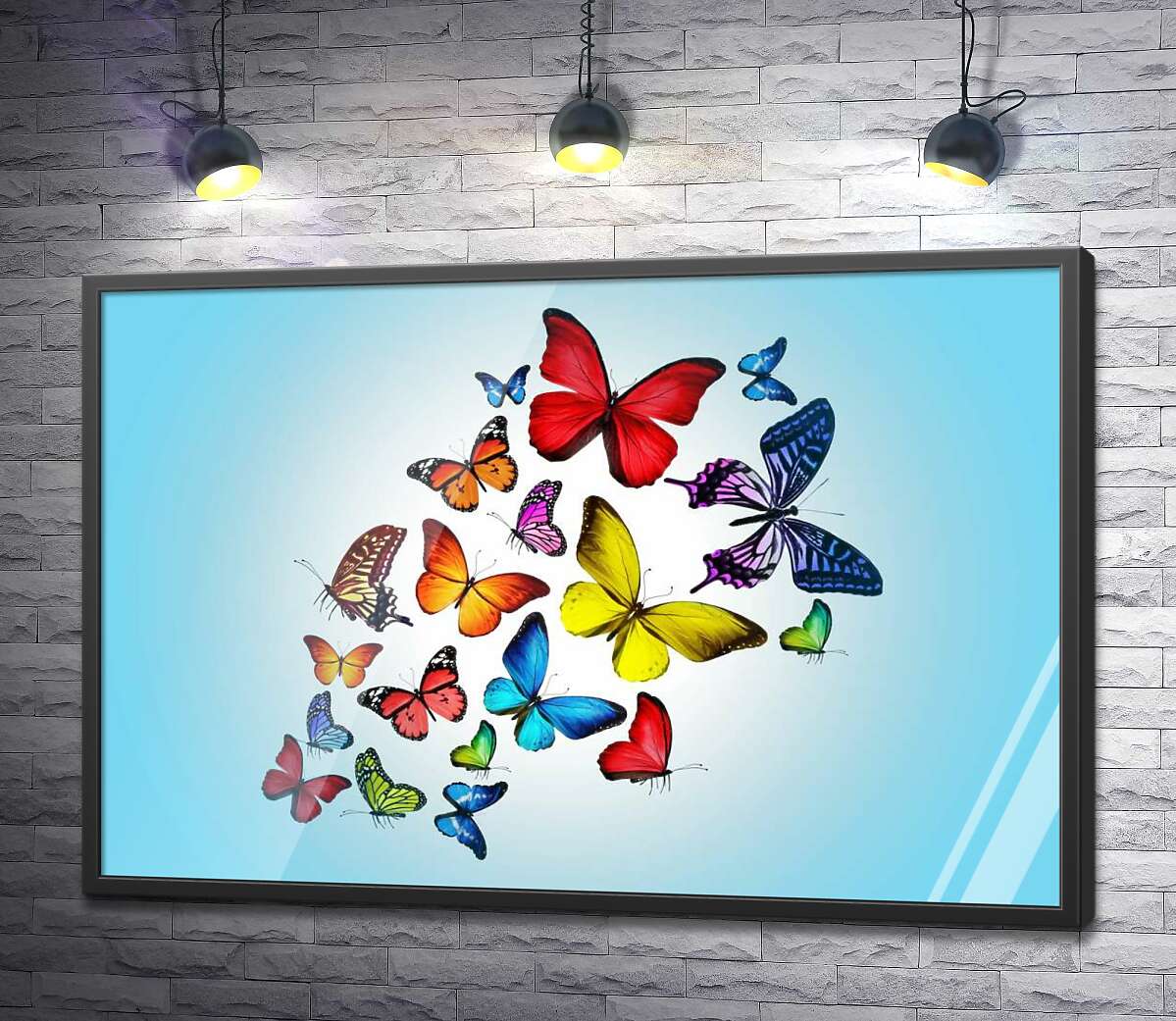 постер Радужная стая бабочек