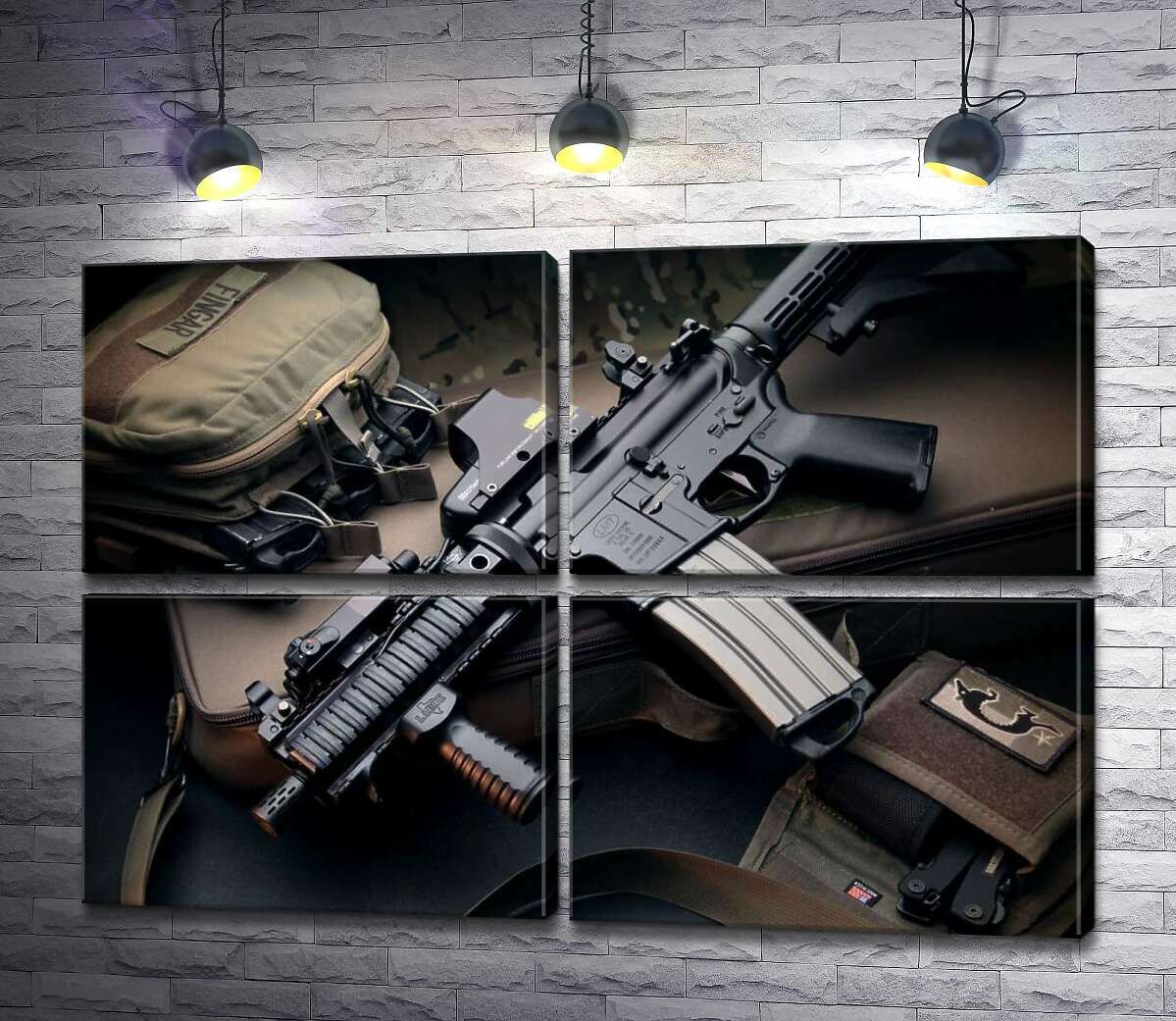 модульная картина Жизнь военного: автомат и снаряжение (Модуль №25)