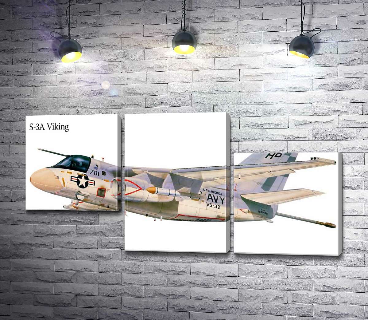 модульна картина Американський воєнний винищувач літак S-3A Viking (Модуль №13)