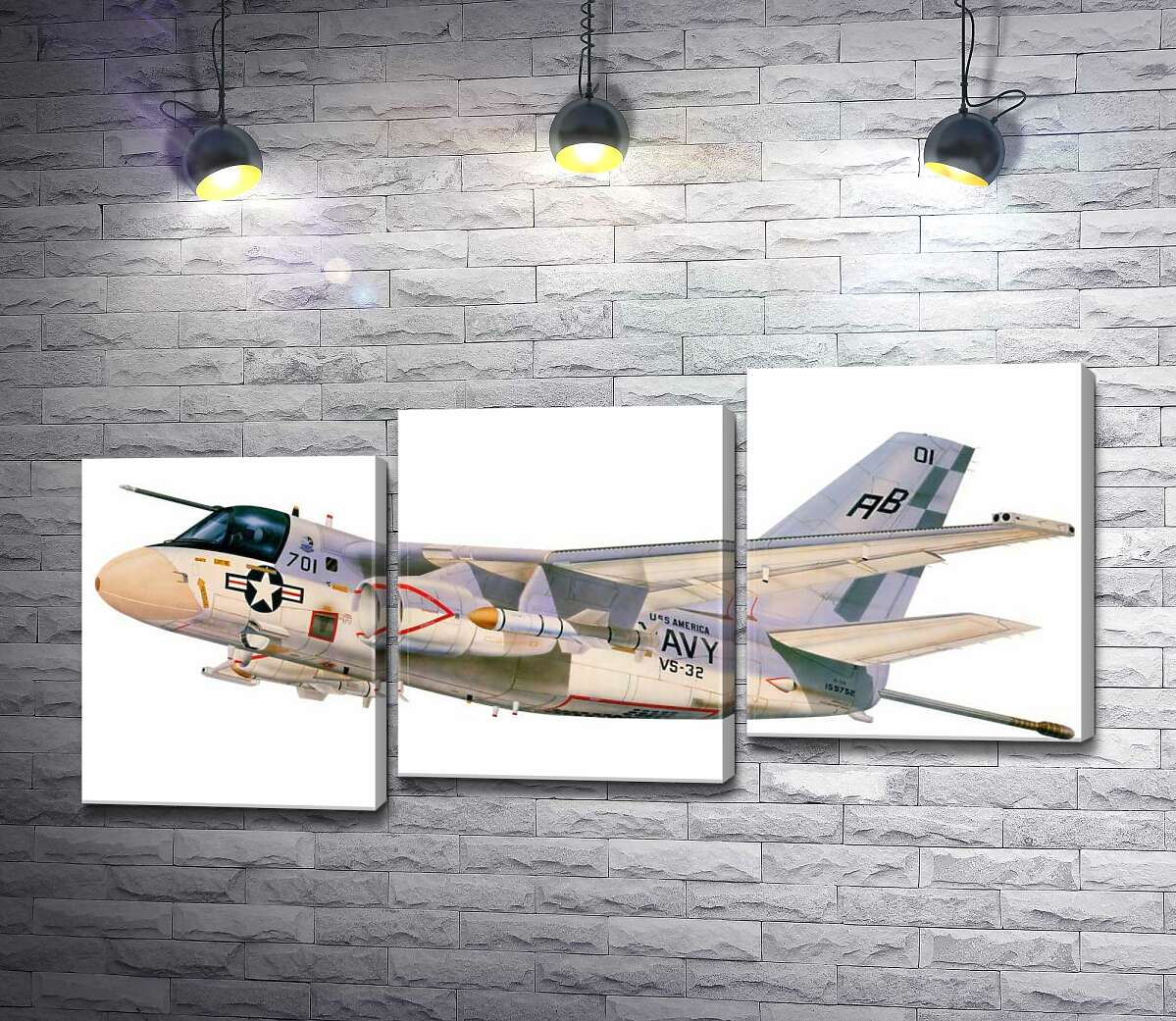 модульна картина Американський воєнний винищувач літак S-3A Viking (Модуль №14)