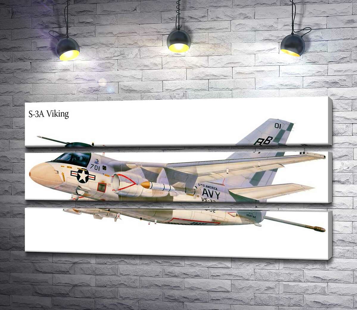 модульна картина Американський воєнний винищувач літак S-3A Viking (Модуль №15)