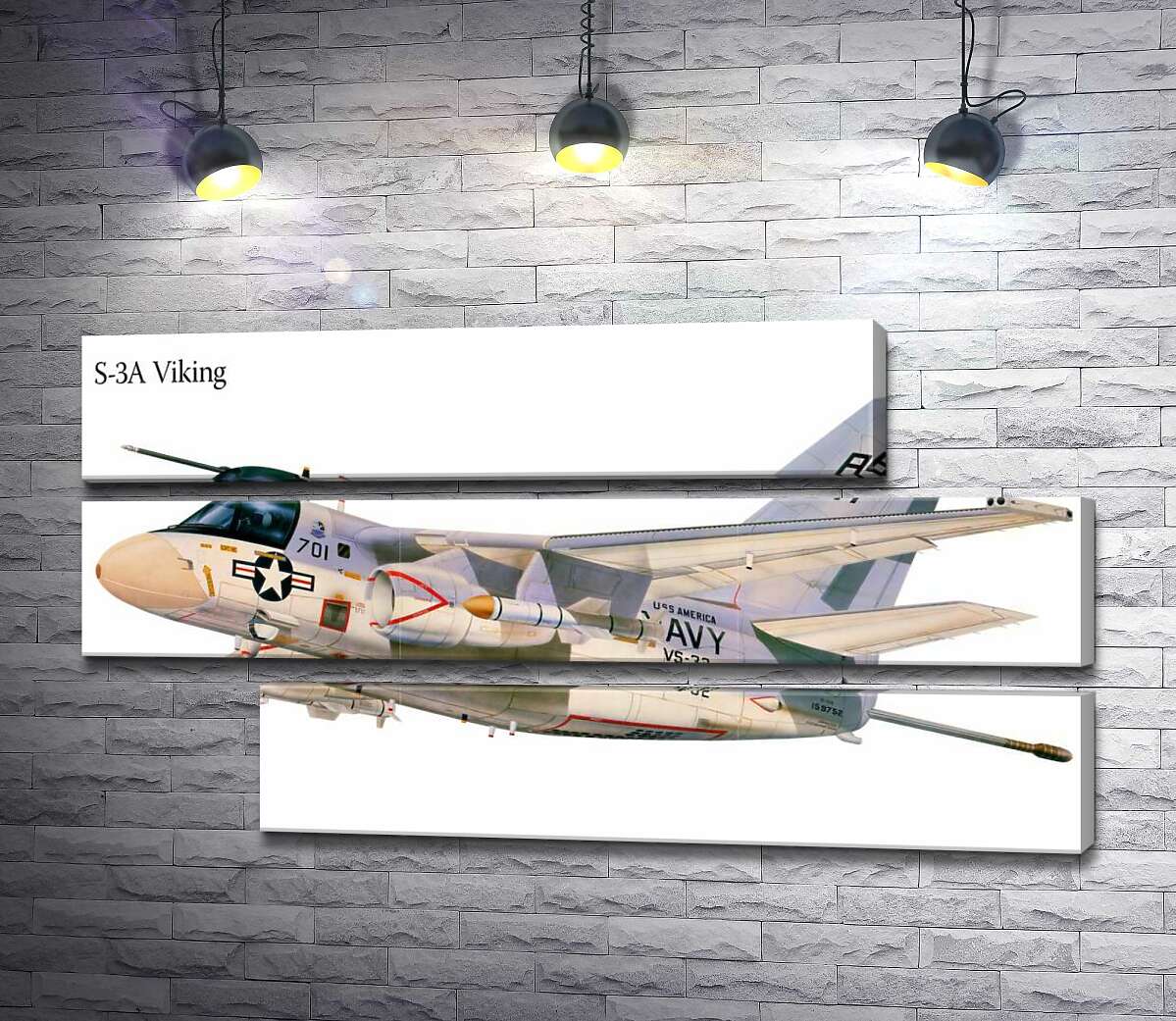 модульная картина Американский военный истребитель самолет S-3A Viking (Модуль №16)