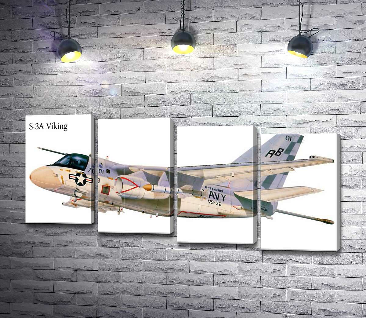 модульна картина Американський воєнний винищувач літак S-3A Viking (Модуль №19)