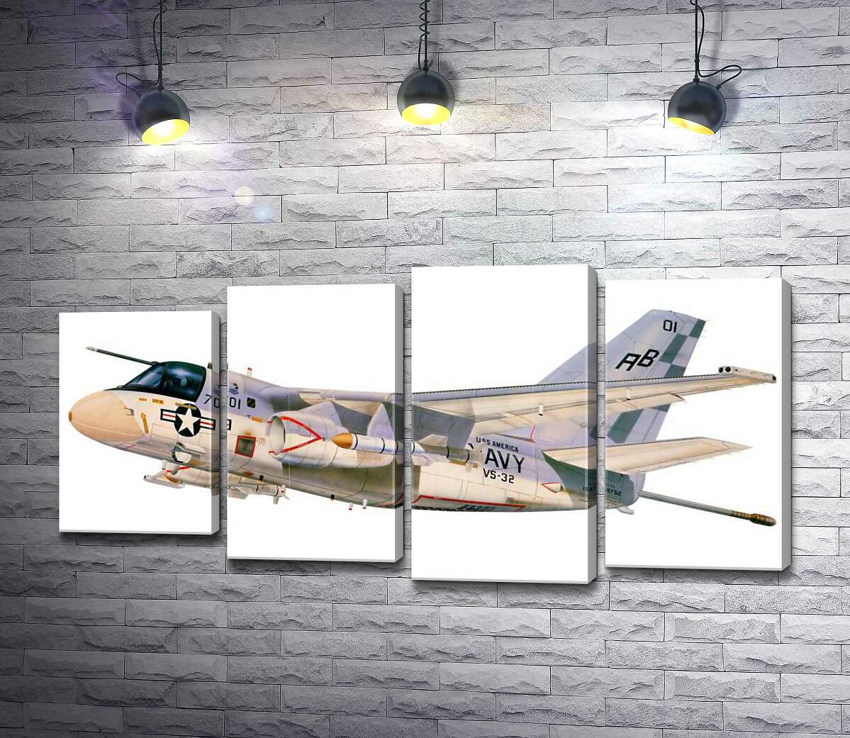 модульна картина Американський воєнний винищувач літак S-3A Viking (Модуль №3)