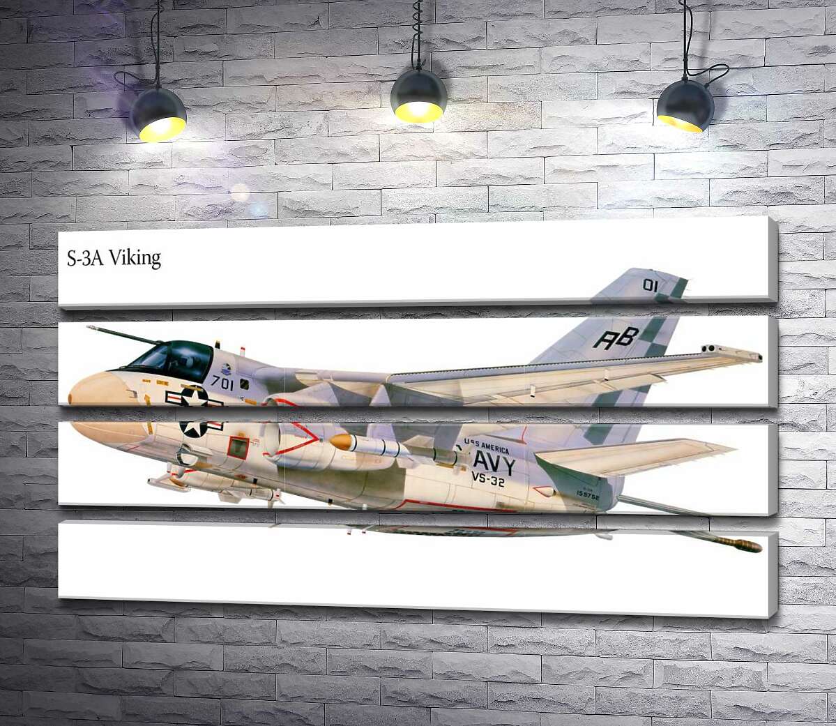 модульна картина Американський воєнний винищувач літак S-3A Viking (Модуль №22)