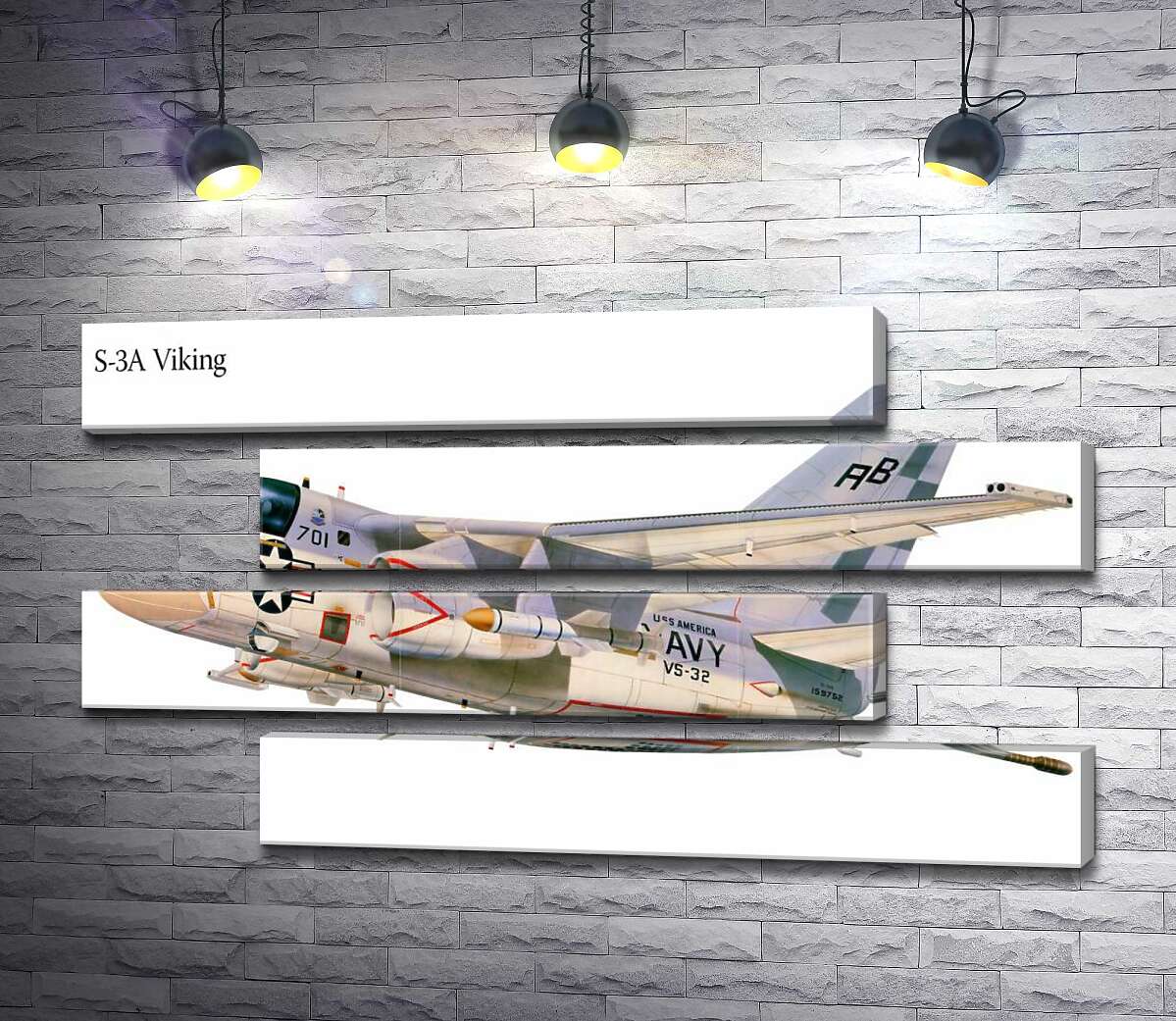 модульная картина Американский военный истребитель самолет S-3A Viking (Модуль №23)