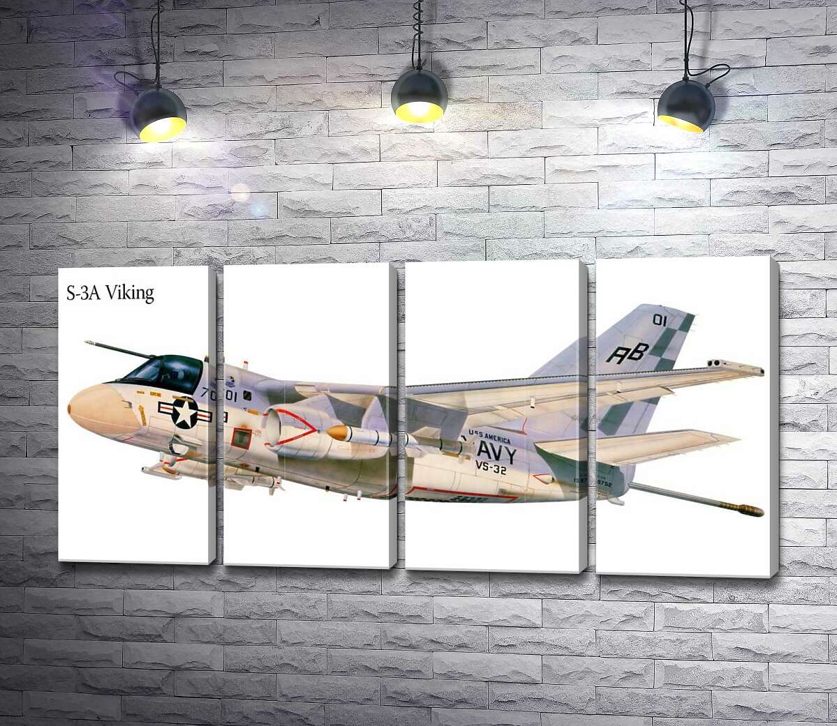 модульная картина Американский военный истребитель самолет S-3A Viking (Модуль №24)