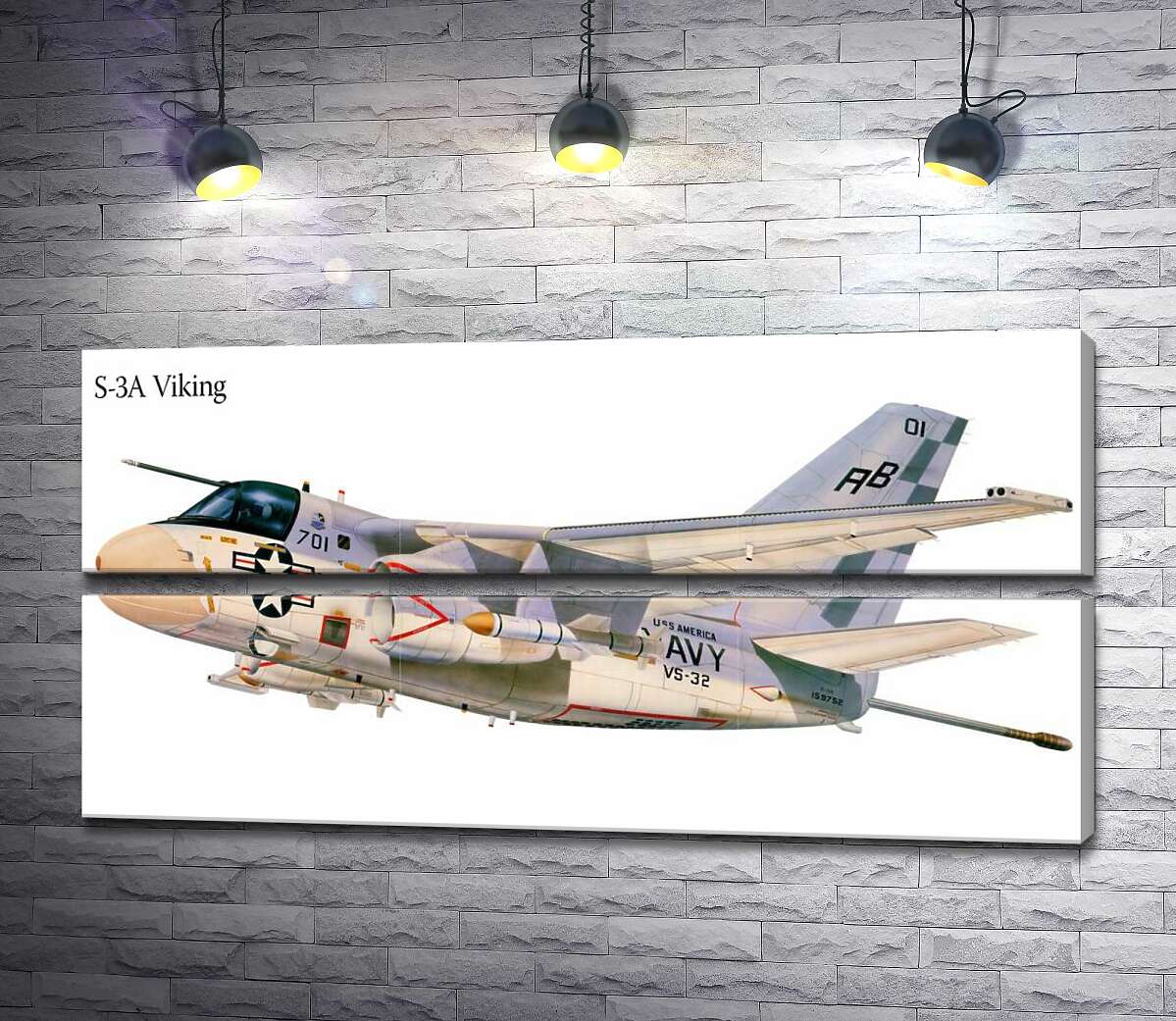 модульна картина Американський воєнний винищувач літак S-3A Viking (Модуль №7)