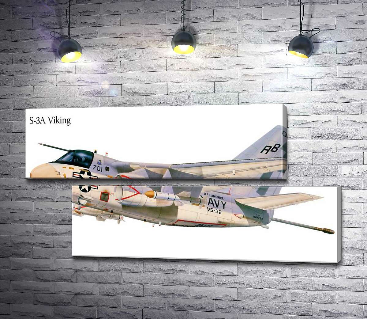 модульная картина Американский военный истребитель самолет S-3A Viking (Модуль №8)