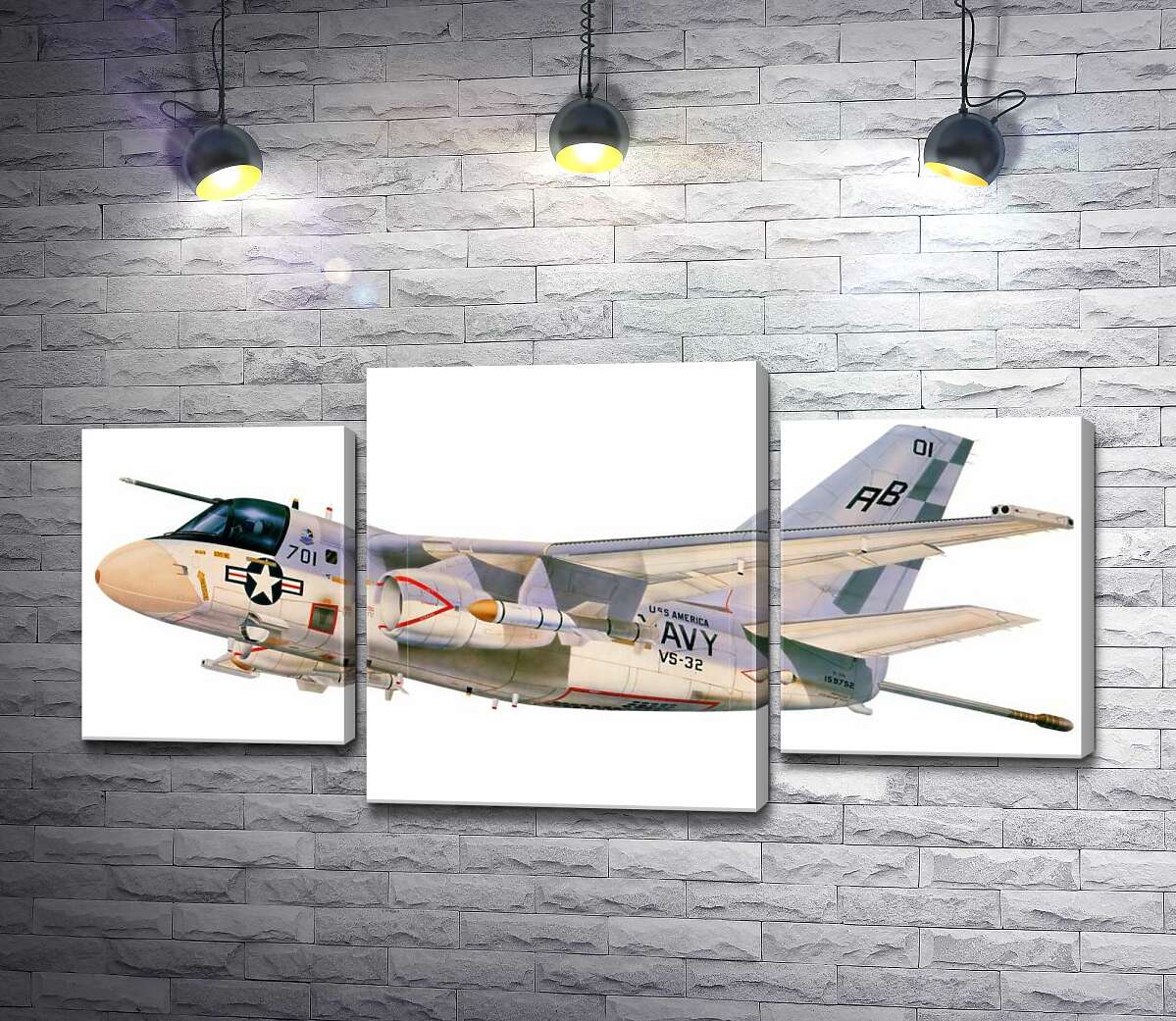 модульна картина Американський воєнний винищувач літак S-3A Viking (Модуль №10)