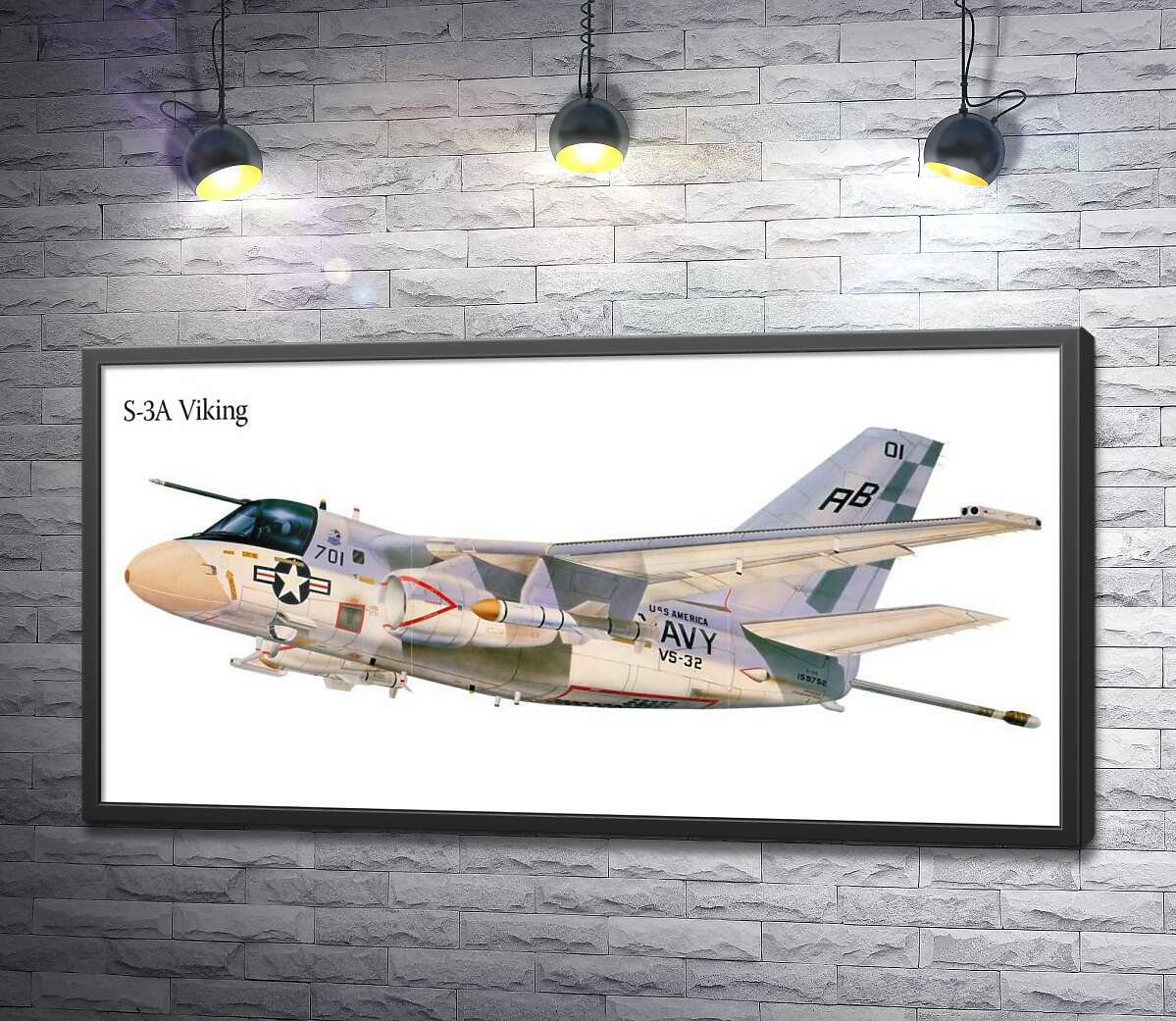 постер Американский военный истребитель самолет S-3A Viking