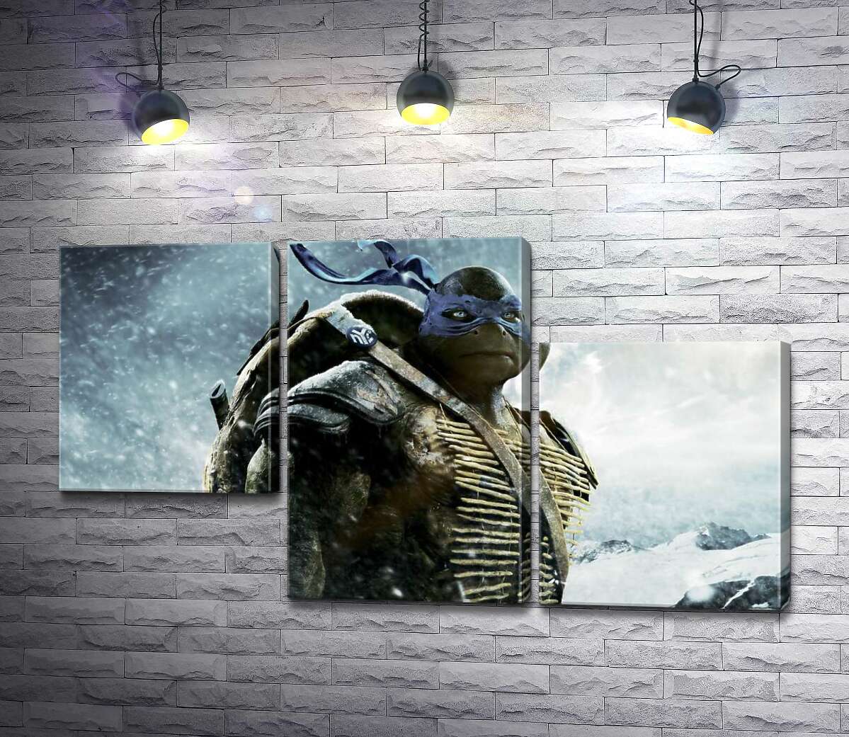 модульная картина Смелый лидер Черепашек-ниндзя (Teenage Mutant Ninja Turtles), Леонардо, среди заснеженных гор (Модуль №13)