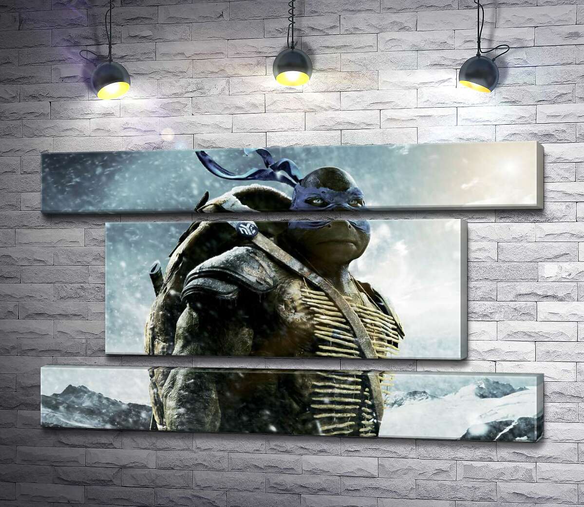 модульная картина Смелый лидер Черепашек-ниндзя (Teenage Mutant Ninja Turtles), Леонардо, среди заснеженных гор (Модуль №18)