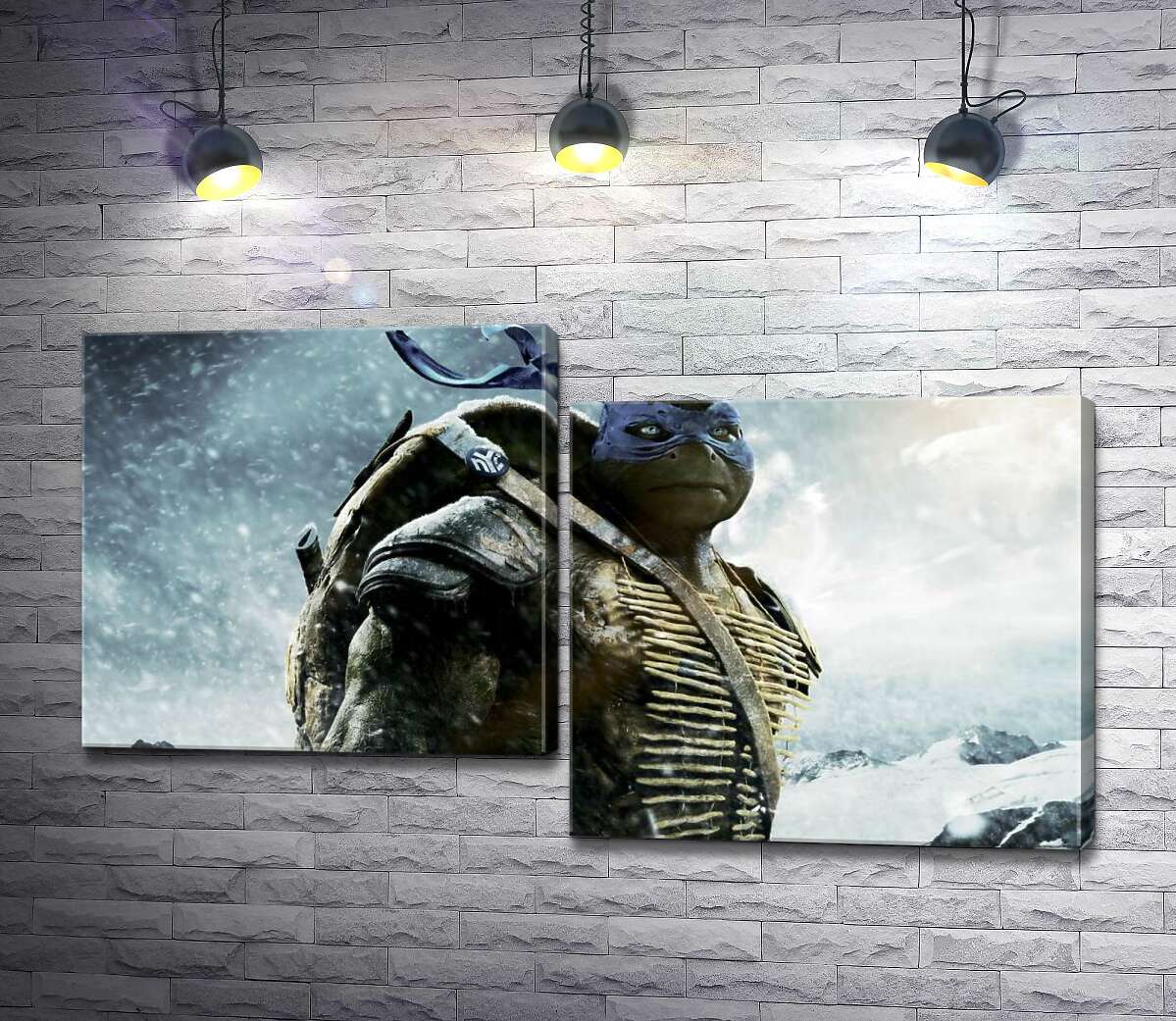 модульна картина Сміливий лідер Черепашок-ніндзя (Teenage Mutant Ninja Turtles), Леонардо, серед засніжених гір (Модуль №9)