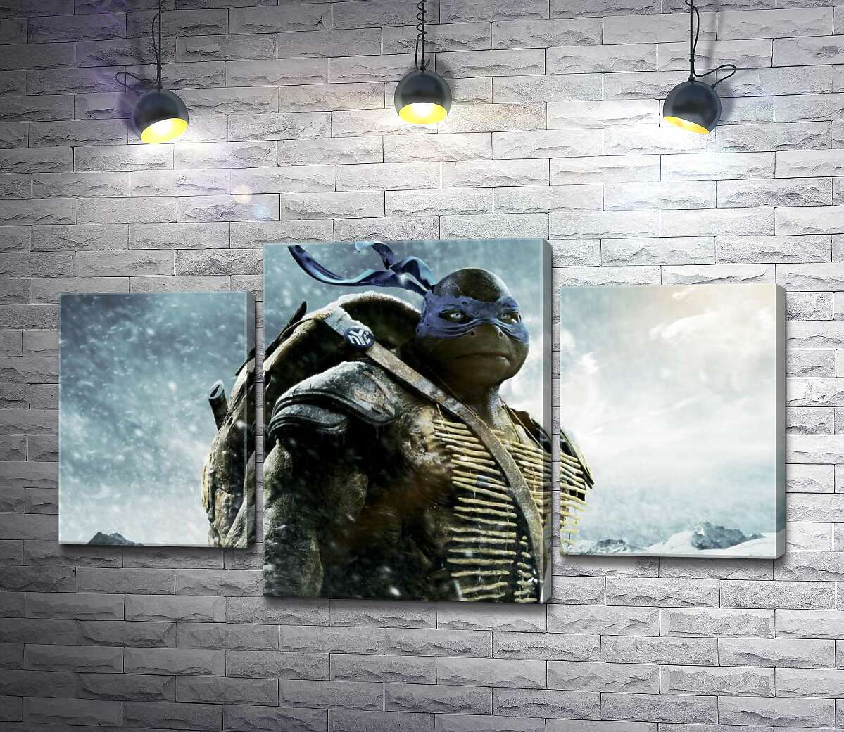 модульная картина Смелый лидер Черепашек-ниндзя (Teenage Mutant Ninja Turtles), Леонардо, среди заснеженных гор (Модуль №10)