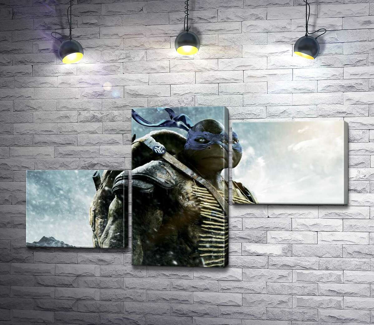 модульна картина Сміливий лідер Черепашок-ніндзя (Teenage Mutant Ninja Turtles), Леонардо, серед засніжених гір (Модуль №12)