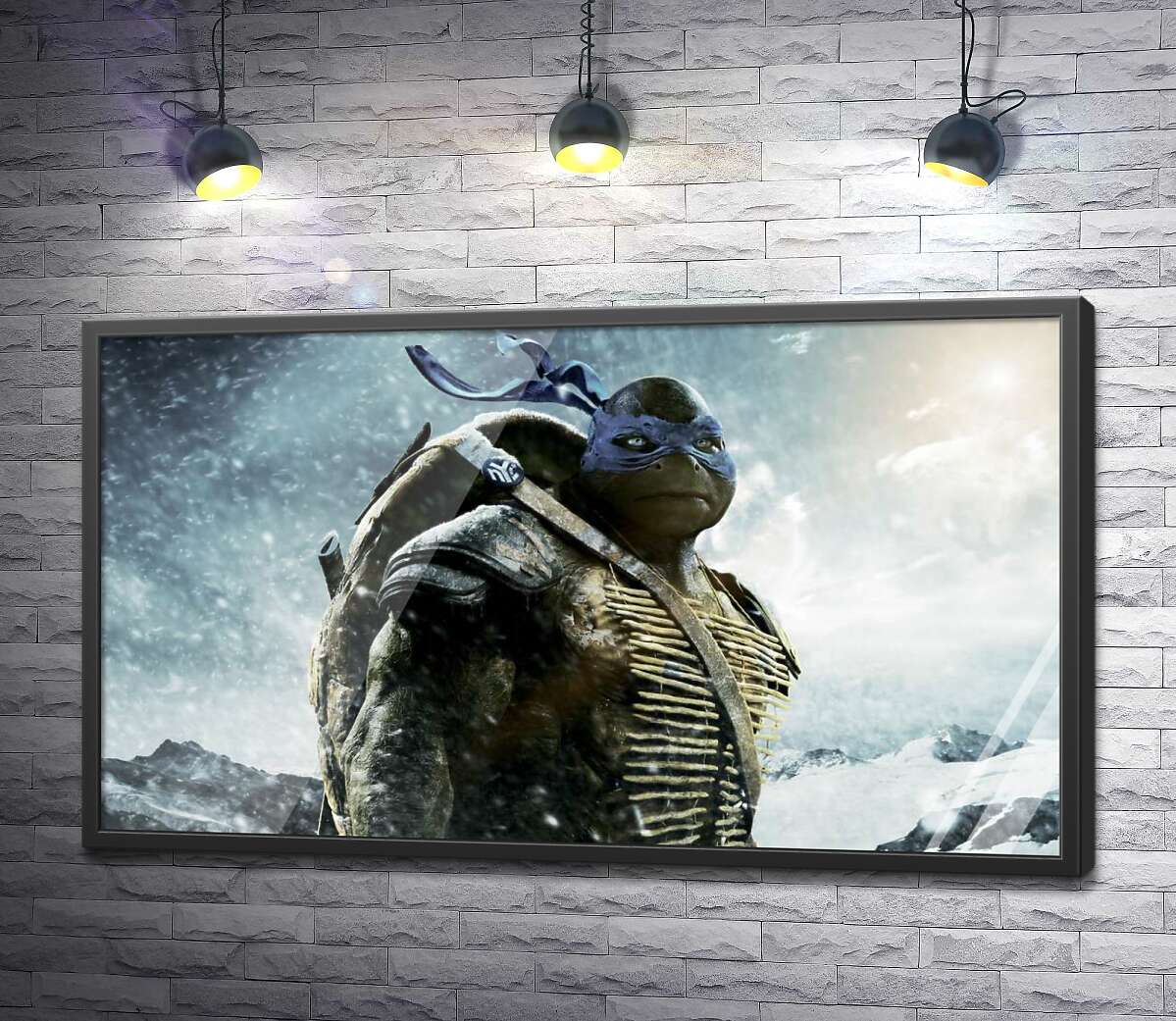 постер Смелый лидер Черепашек-ниндзя (Teenage Mutant Ninja Turtles), Леонардо, среди заснеженных гор