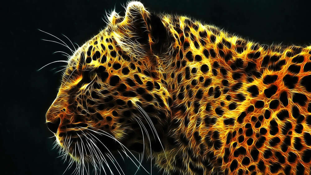 картина-постер Темные пятна на огненно-желтой шерсти леопарда