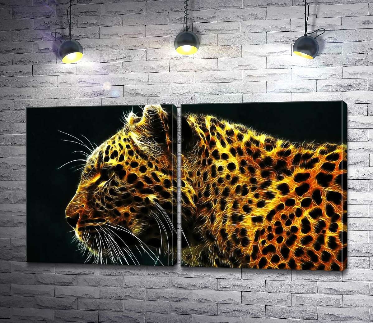 модульна картина Темні плями на вогненно-жовтій шерсті леопарда