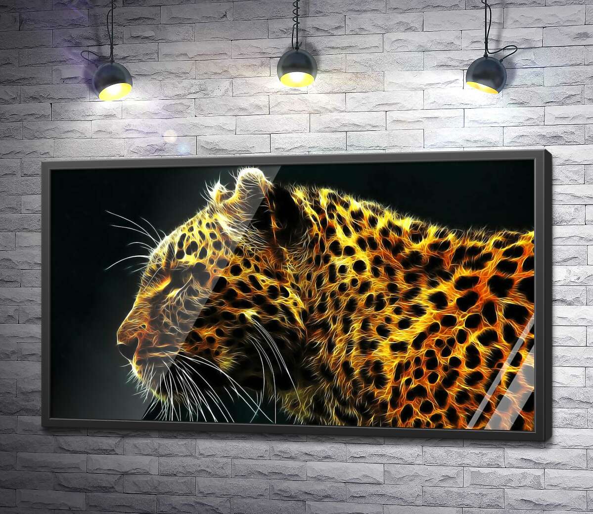 постер Темні плями на вогненно-жовтій шерсті леопарда