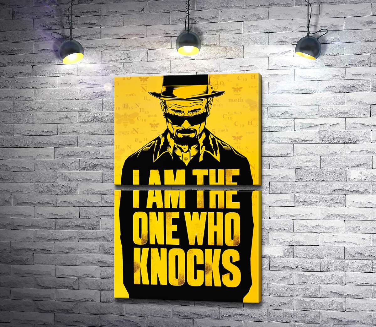 модульная картина Химик Уолтер Уайт с цитатой из сериала "Во все тяжкие" (Breaking Bad) (Модуль №7)