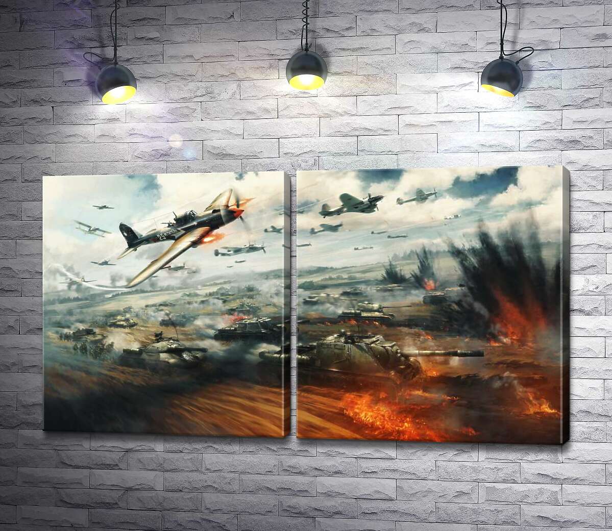 модульна картина В пеклі танкової та авіаційної битви