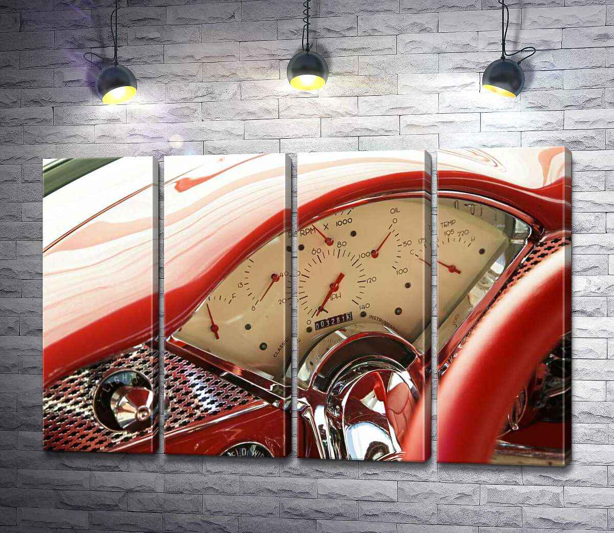 модульная картина За рулем соблазнительно-красного автомобиля Chevrolet Bel Air (Модуль №24)