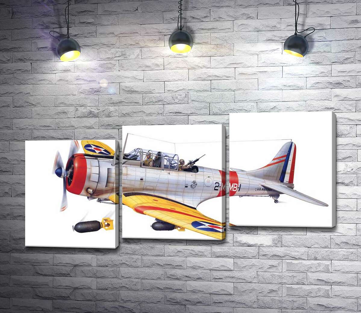 модульная картина "Бесстрашный" (SBD-1 Dauntless) бомбардировщик американского производства (Модуль №14)